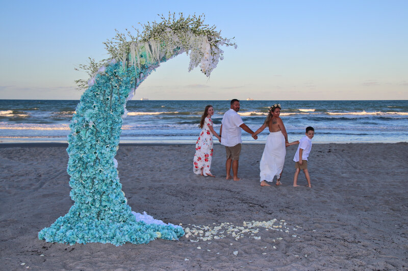 beach wedding decorations, cocoa beach weddings, elope cocoa beach, cocoa beach florist, surfside wedding chapel, cocoa beach officiant, Florida beach weddings, Cocoa Beach Wedding Elopements