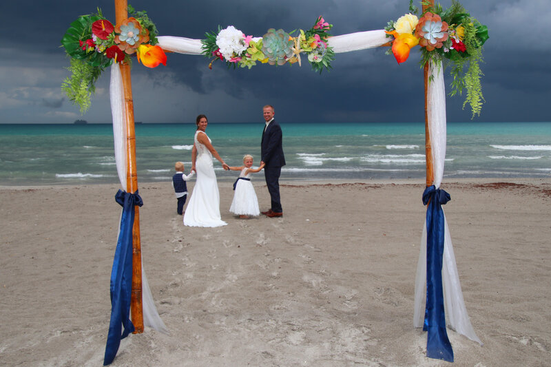 beach wedding decorations, cocoa beach weddings, elope cocoa beach, cocoa beach florist, surfside wedding chapel, cocoa beach officiant, Florida beach weddings, 