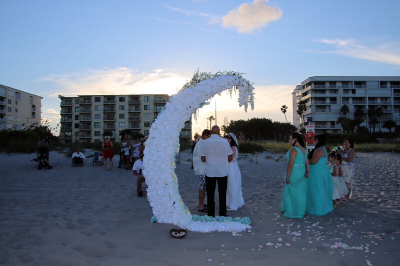 beach wedding decorations, cocoa beach weddings, elope cocoa beach, cocoa beach florist, surfside wedding chapel, cocoa beach officiant, Florida beach weddings, 