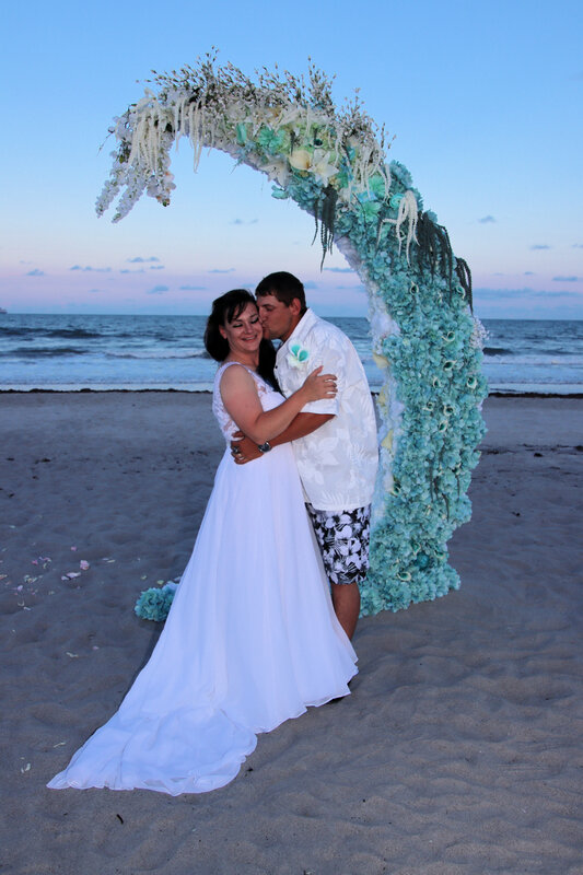 beach wedding decorations, cocoa beach weddings, elope cocoa beach, cocoa beach florist, surfside wedding chapel, cocoa beach officiant, Florida beach weddings, 